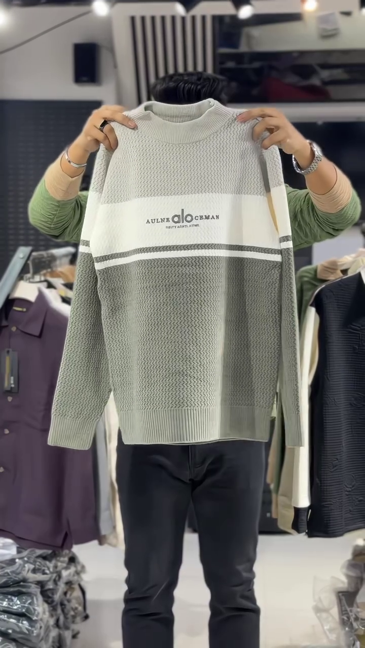 Tricolor Texture Block Sweater 🧥⚪⚫ | Modern Grid Edition - Image 6