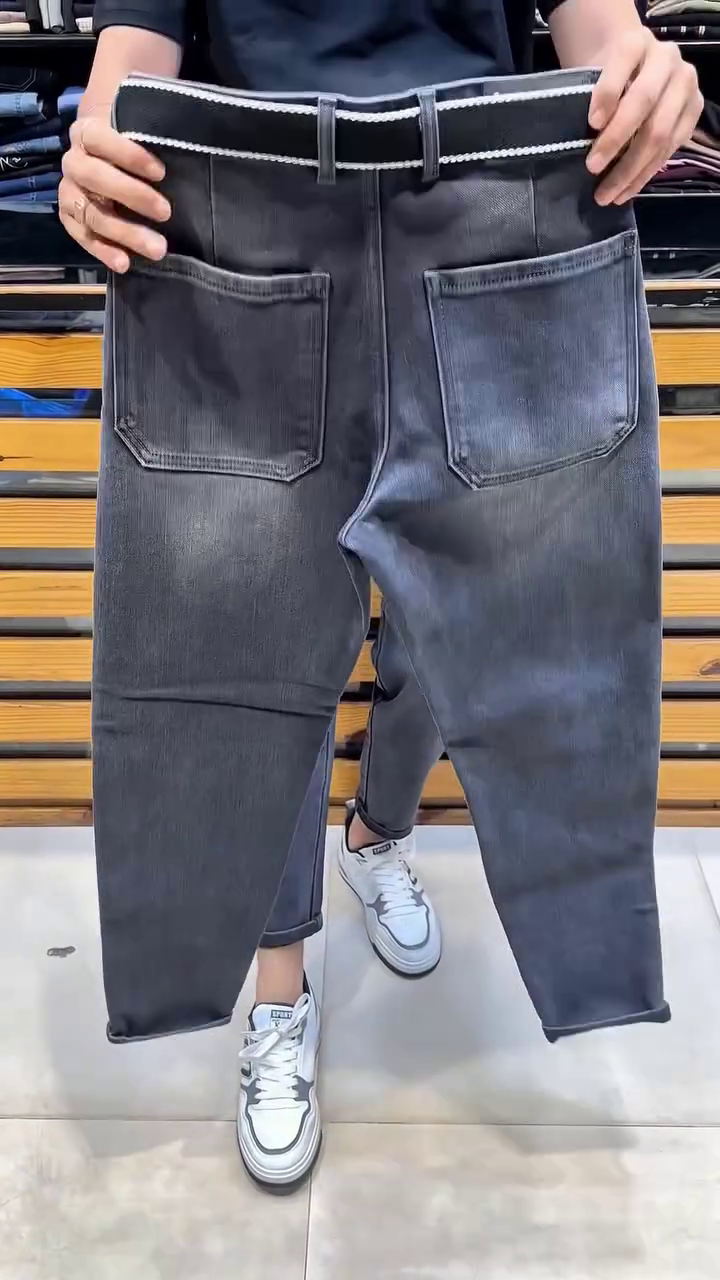 Shadow Grid Utility Jeans ⚫👖 | Belted Motion Edition - Image 3