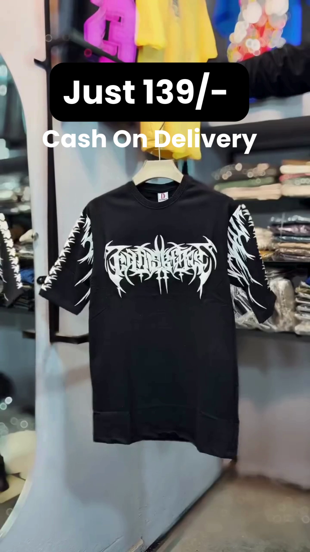 Haunted Graphic White T-Shirt ๐ with Bold Black Typography ๐ค + Spooky Orange & Black Hands ๐๏ธ๐งก - Image 4