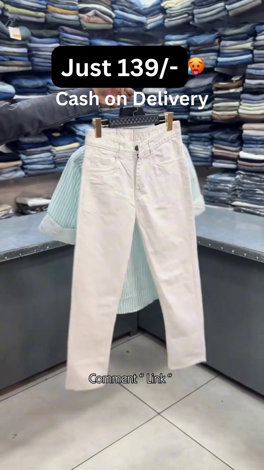 Men’s Light Grey Vertical Stripe Short-Sleeve Button-Down Shirt with Solid Black Straight-Fit Trousers Smart Casual Combo Set 👔🖤✨ - Image 5