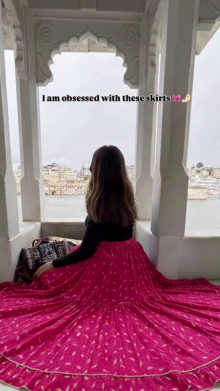 Deep Navy Blue Flared Maxi Skirt with All-Over Silver Leaf Block Print & Striped Contrast Border Hem 🌌🌿✨ - Image 2