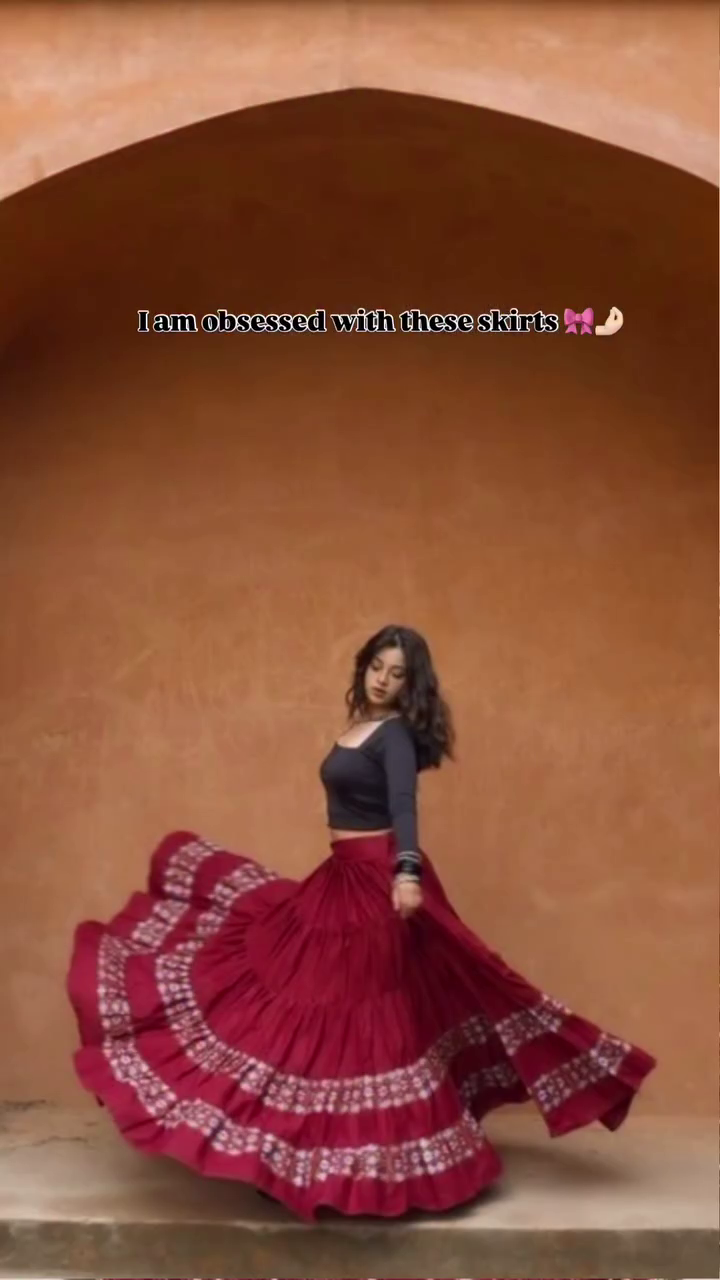 Deep Navy Blue Flared Maxi Skirt with All-Over Silver Leaf Block Print & Striped Contrast Border Hem 🌌🌿✨ - Image 4