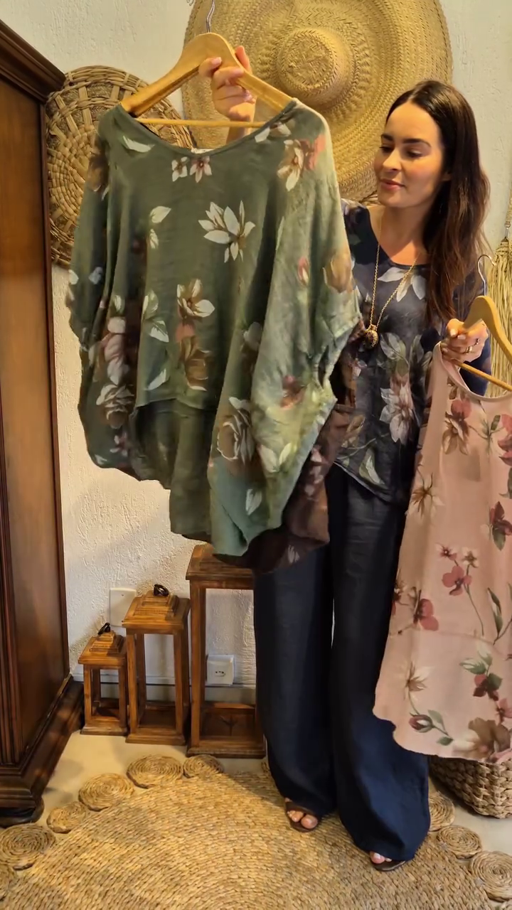 Blush Pink Oversized Floral Printed Flowing Top with Wide Sleeves & Soft Drape Silhouette 🌸🌿✨ - Image 2