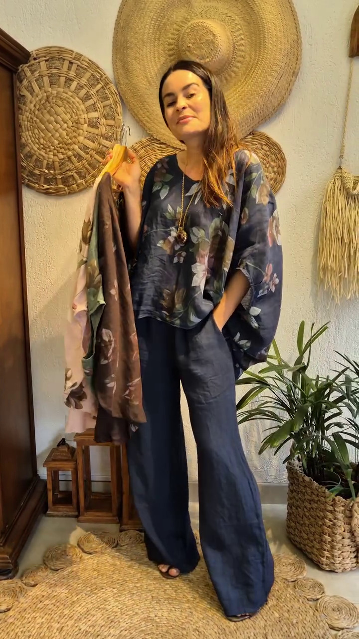 Blush Pink Oversized Floral Printed Flowing Top with Wide Sleeves & Soft Drape Silhouette 🌸🌿✨