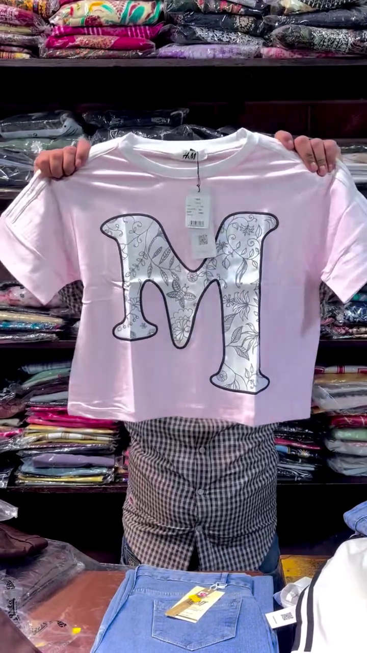 Royal Blue Short Sleeve Graphic Statement T-Shirt with Oversized White Floral Monogram Letter Print 🎨💙✨ - Image 8