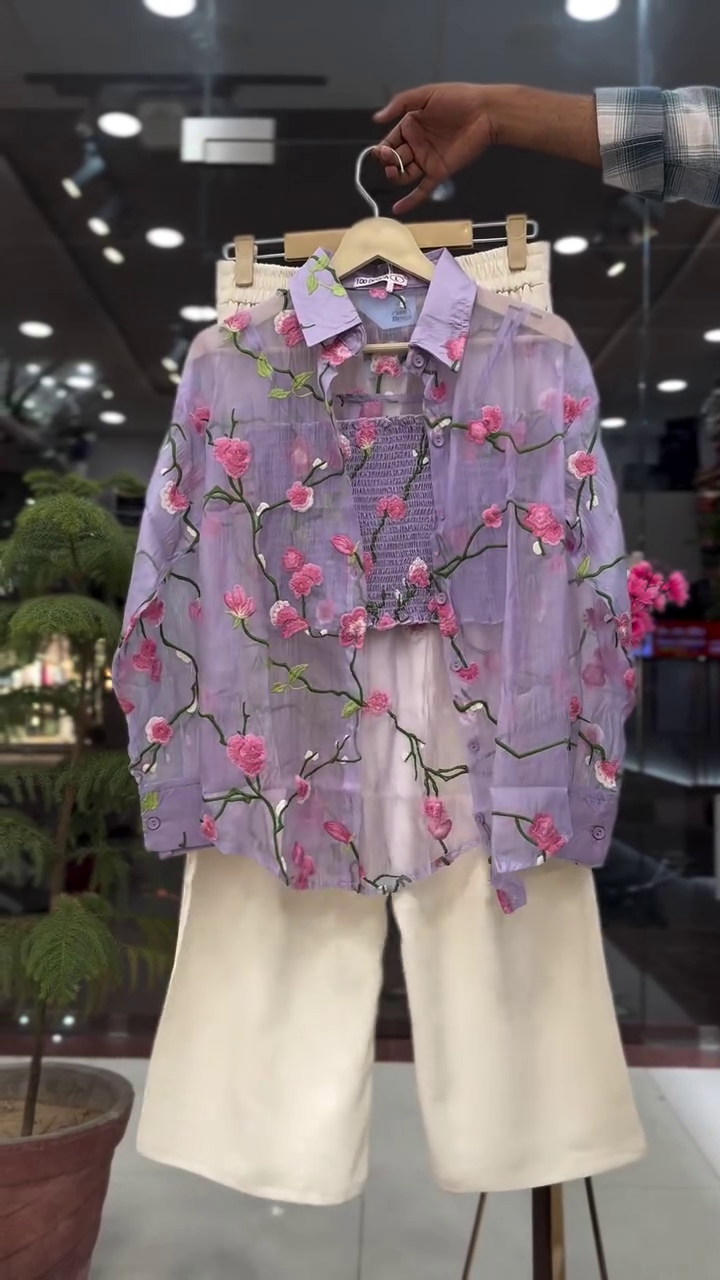 Warm Caramel Brown Collared Button-Down Cropped Shirt with Dual Flap Pockets & Black Wide-Leg Culottes Set ๐ค๐๐โจ - Image 3