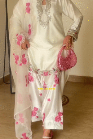 Embroidered Straight Kurta With Matching Palazzo Pants