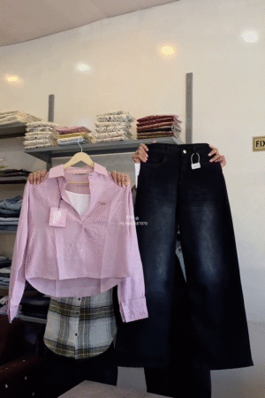 Casual Shirt with Dark Wash Denim Jeans