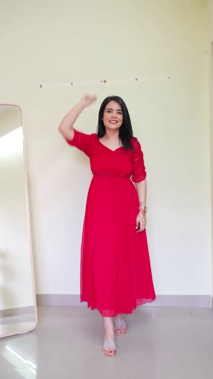 Chocolate Brown Square-Neck Embroidered Bodice Maxi Dress with Sheer Full Sleeves and Flowing Floor-Length Flared Skirt - Image 2