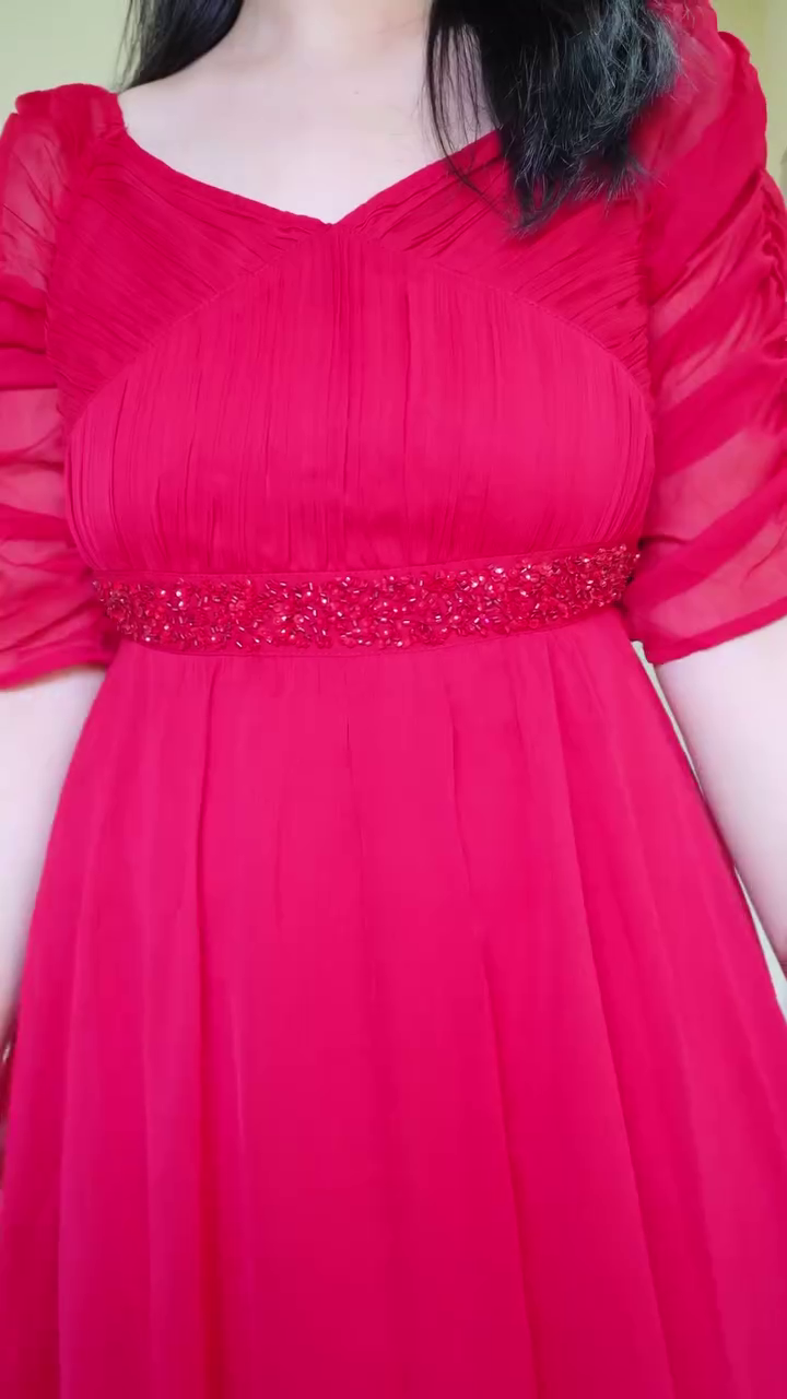 Chocolate Brown Square-Neck Embroidered Bodice Maxi Dress with Sheer Full Sleeves and Flowing Floor-Length Flared Skirt - Image 3