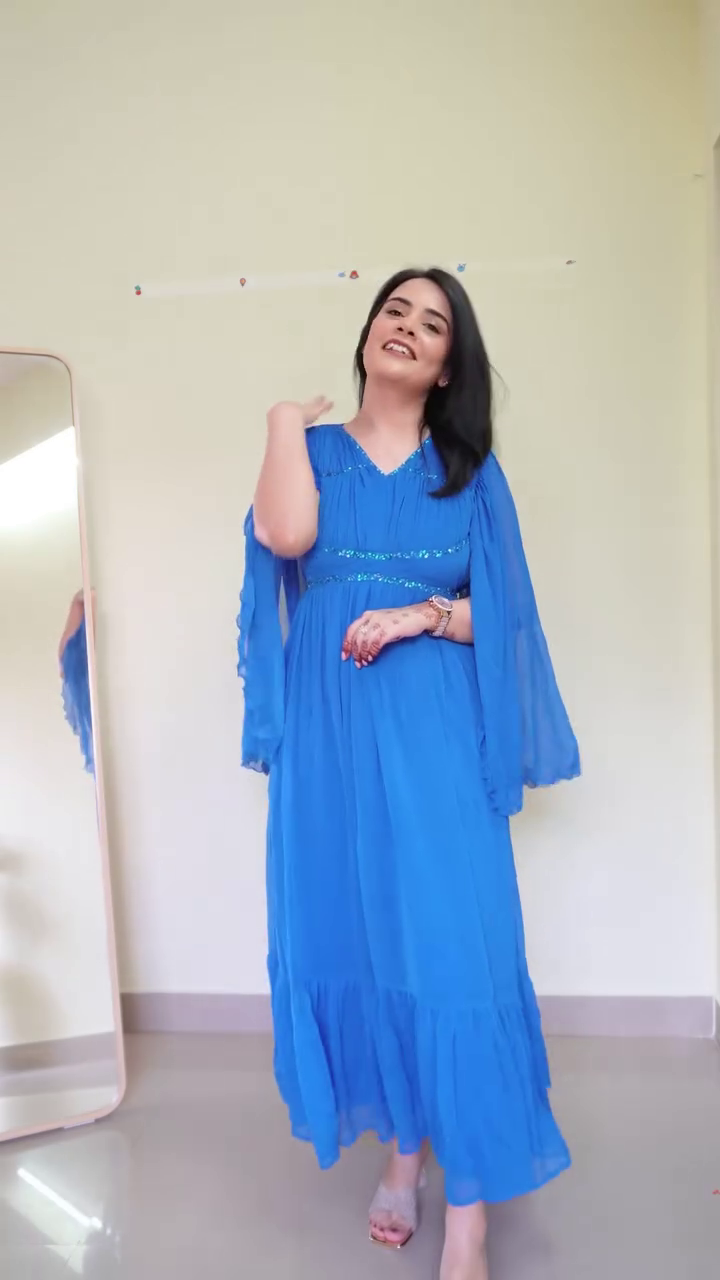 Chocolate Brown Square-Neck Embroidered Bodice Maxi Dress with Sheer Full Sleeves and Flowing Floor-Length Flared Skirt - Image 5