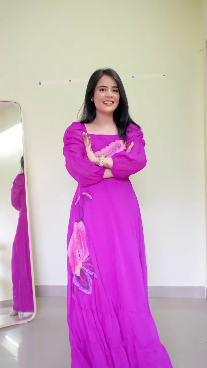 Chocolate Brown Square-Neck Embroidered Bodice Maxi Dress with Sheer Full Sleeves and Flowing Floor-Length Flared Skirt - Image 7