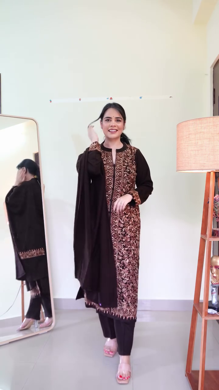 Elegant Black & Copper Embroidered Straight Kurta with Matching Pants & Dupatta β Evening Festive Ethnic Set π€β¨