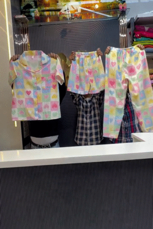 Rainbow Heart Print Three-Piece Women’s Nightwear Set