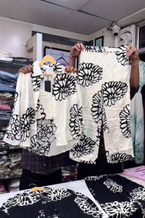 Oversized Floral Printed Two-Piece Shirt