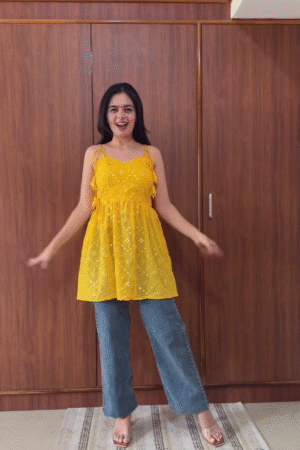 Embroidered Spaghetti Strap Summer Peplum Tunic Top for Women