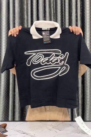 🖤 Urban Vibe Typo Polo Crop Tee 🖤