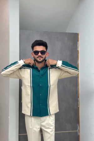 🔥✨ Bold Red & White Color Block Oversized Shirt with Contrast Piping & Crisp White Wide-Leg Trousers - Streetwear Fusion Cool for Urban Swagger, Casual Outings & Modern Desi Style! 👔❤️👖