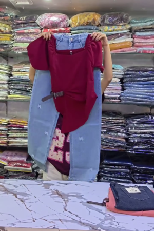 🌸✨ Blush Pink Square Neck Puff Sleeve Top with Bow Embroidered Dark Wash Denim Jacket - Playful Kawaii Denim Fusion for Trendy Street Style & Casual Chic! 👚🖤😍