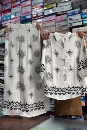🤍🖤 Ethnic Elegance Ivory & Black Printed Co-Ord Kurta Set – Timeless Grace Outfit ✨🔥
