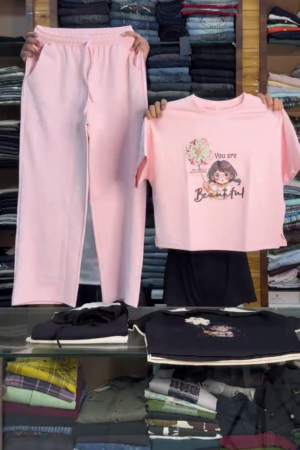 💗 Cute Charm Pink Graphic Co-Ord Set – “You Are Beautiful” Soft Lounge Wear ✨🌸