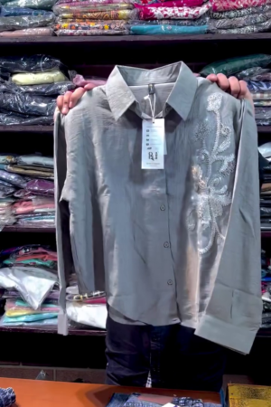Sage Glow Embroidered Chic Shirt 🌿✨🤍