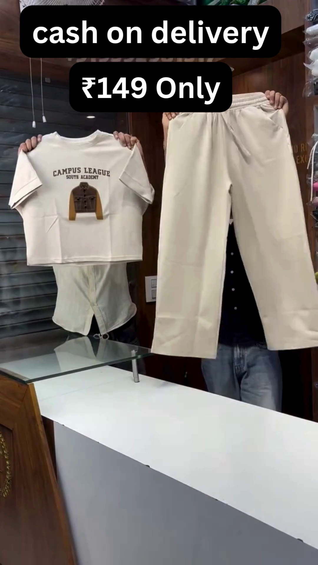 Trendy Minimalist Cream Oversized Graphic Tee with Relaxed Wide-Leg Lounge Pants Co-Ord Set for Women π€β¨π