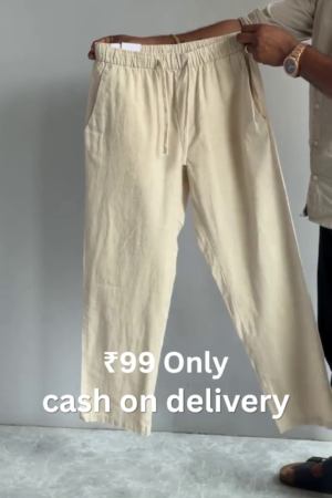Premium Minimalist Beige Relaxed Fit Cotton Linen Lounge Pants for Men & Women 🤍✨👖