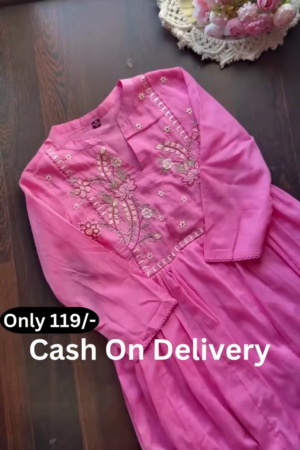 Blush Fairy Embroidered Flared Kurti Dress 💖