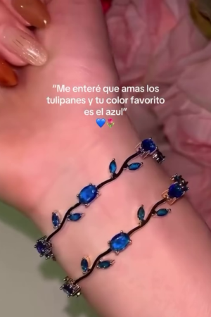 Elegant Blue Floral Vine Inspired Crystal Bracelet for Women | Delicate Adjustable Party & Everyday Jewelry β¨π