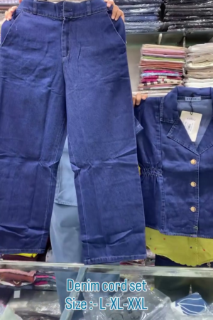 Premium Denim Button-Front Casual Co-Ord Set with Structured Fashion Jacket, Decorative Metal Button Detail and Straight-Leg Denim Pants ✨👖