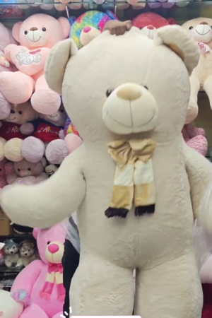 Premium Giant Cream Teddy Bear with Elegant Bow & Soft Scarf – Ultra Soft Jumbo Plush Hugging Teddy for Birthday, Anniversary, Valentine's Day, Baby Shower & Home Décor Gift