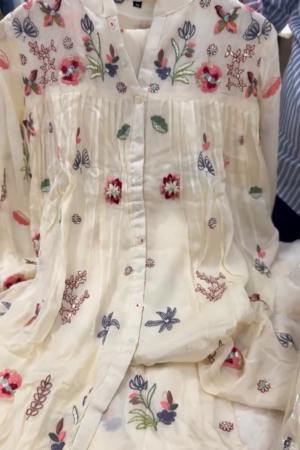 🌸🦋 Luxury Botanical Embroidered Longline Ethnic Kurta Set for Women | Premium Floral & Butterfly Embellished Button-Front Outfit with Elegant Flowing Silhouette 🦋🌸
