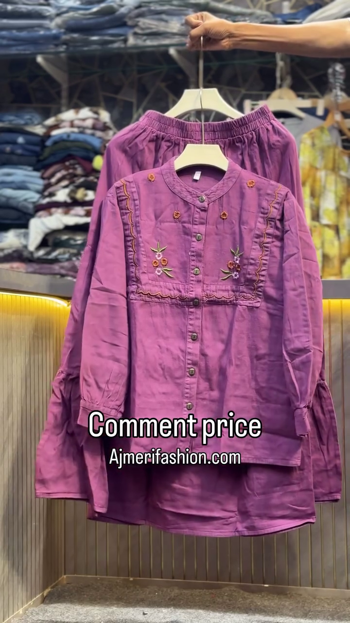 πΌ Premium Women's Elegant Floral Embroidered Button-Front Long Tunic Top with Relaxed Straight Pants Co-Ord Set β Casual, Office & Festive Wear πΌ - Image 5