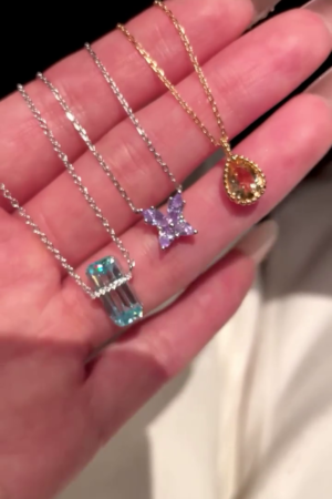 💎🦋 : Premium Multicolor Crystal Pendant Necklace Collection for Women | Butterfly Star Teardrop & Emerald Cut Elegant Charm Jewelry ✨💖