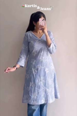 ππΏ Women's Elegant Embroidered Striped Kurti β Premium Casual & Ethnic Fusion Fashion Wear πΏπ
